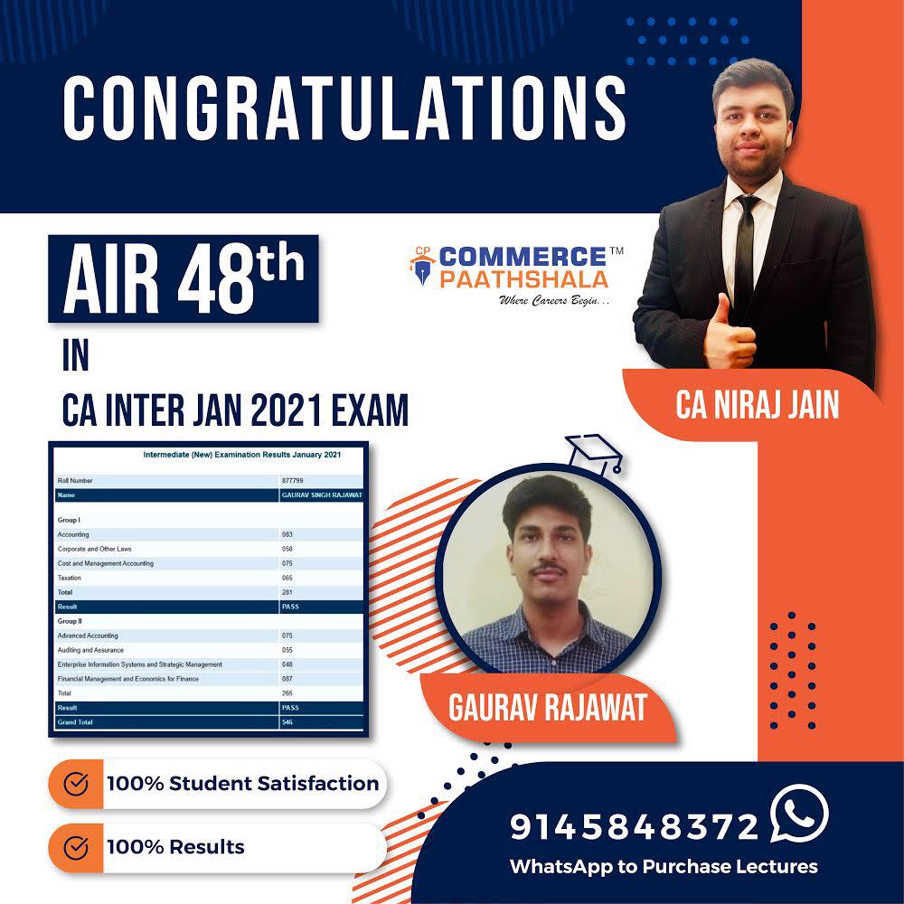 CA Inter Jan 2021 Exam Result - AIR 48th Rank